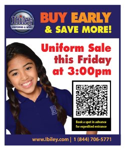UNIFORM SALE ON CAMPUS THIS FRIDAY JUNE 2ND!